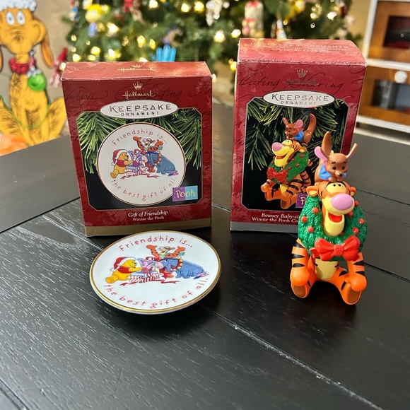 Hallmark Other - Hallmark Keepsake Ornament Lot Vintage Winnie The Pooh Ceramic Plate And Tigger